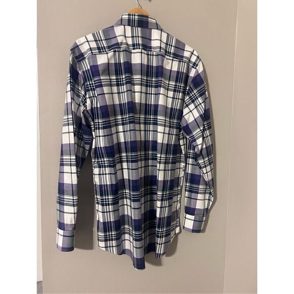 Calibrate Men’s Size 16.5 34-35 Button Down Plaid Long Sleeve Dress Shirt Purple - Picture 6 of 9